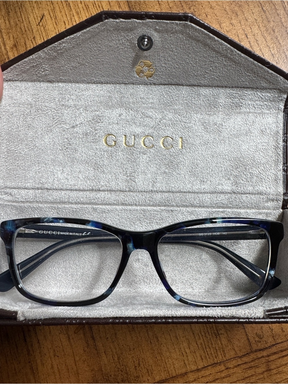 Gucci Blue Tortoise Acetate Eyeglass Frames with Gucci Case NWOT